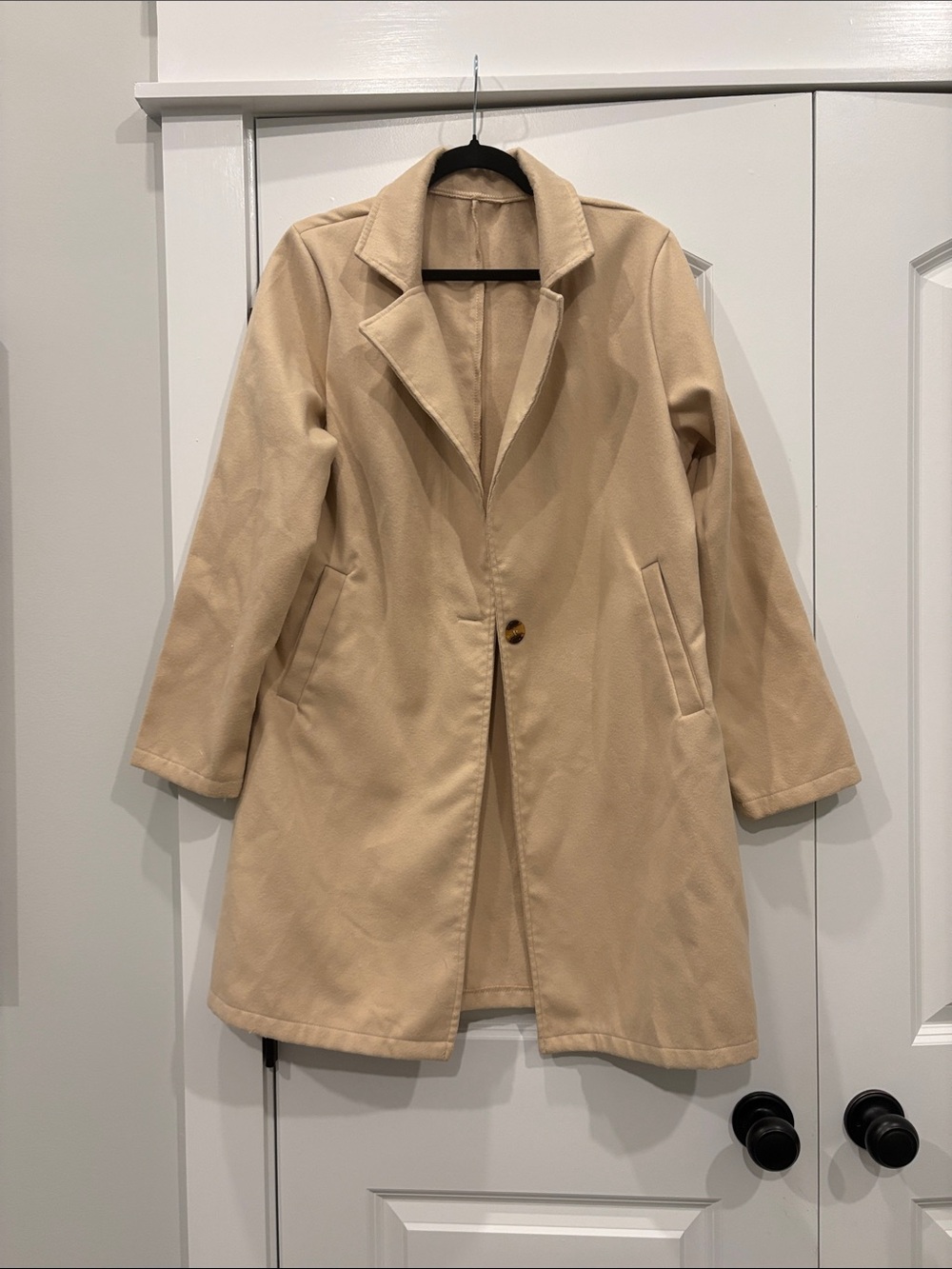 Women's Beige Single-Button Trench Coat